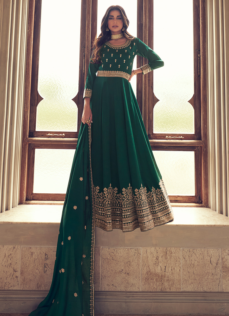 Green dress hotsell with dupatta